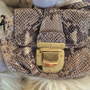 Michael Kors Gold and Brown Snake Print Mini Bag